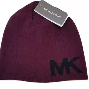 New MICHAEL KORS Men's Reversible ONE SIZE Maroon Beanie Hat